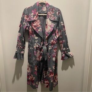 Jill Stuart Floral Gray and Pink Coat